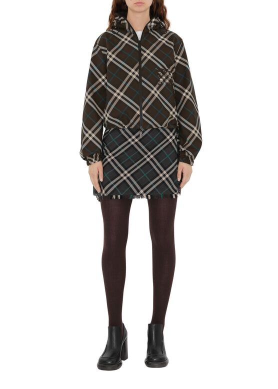 Cropped Reversible Check Jacket, , hi-res