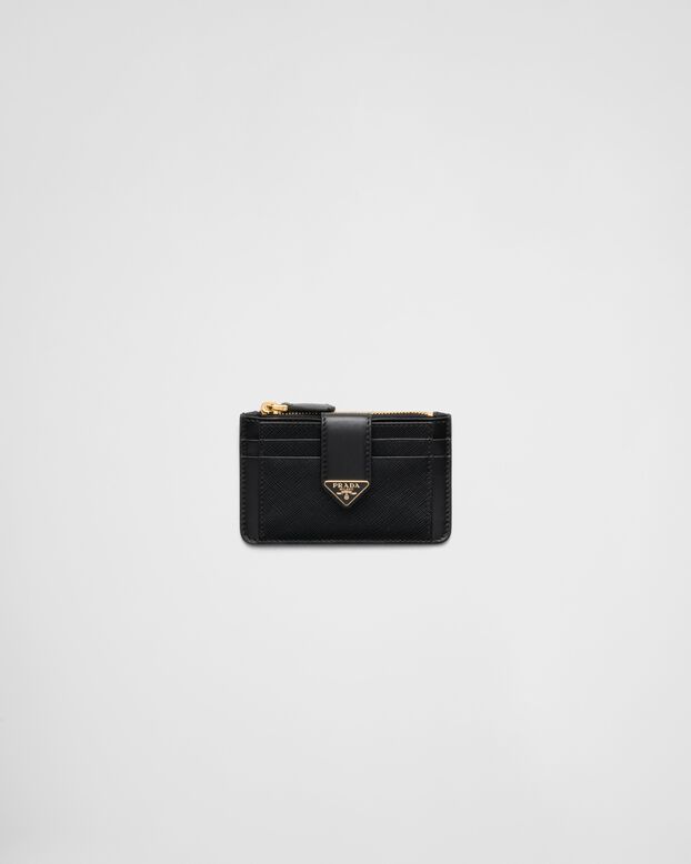Saffiano and smooth leather card holder, , hi-res