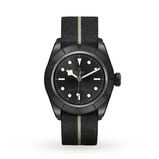 Black Bay Ceramic 41mm Ceramic Case Hybrid Leather And Rubber Strap, , hi-res