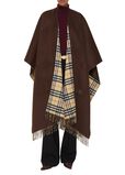 Reversible Check Wool Cashmere Cape, , hi-res