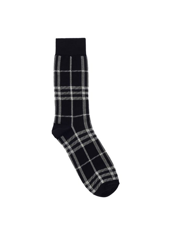 Check Cotton Cashmere Blend Socks, , hi-res