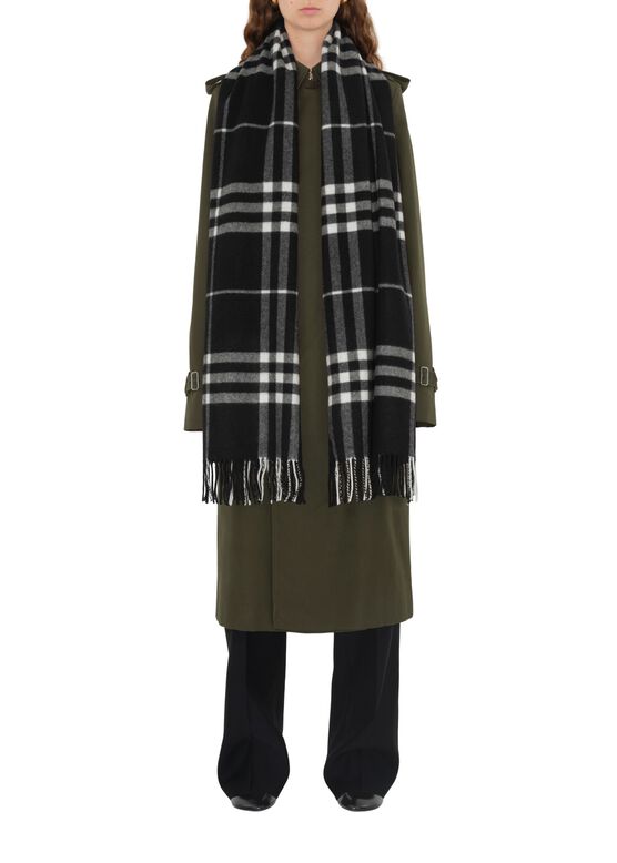 Wide Check Cashmere Scarf, , hi-res