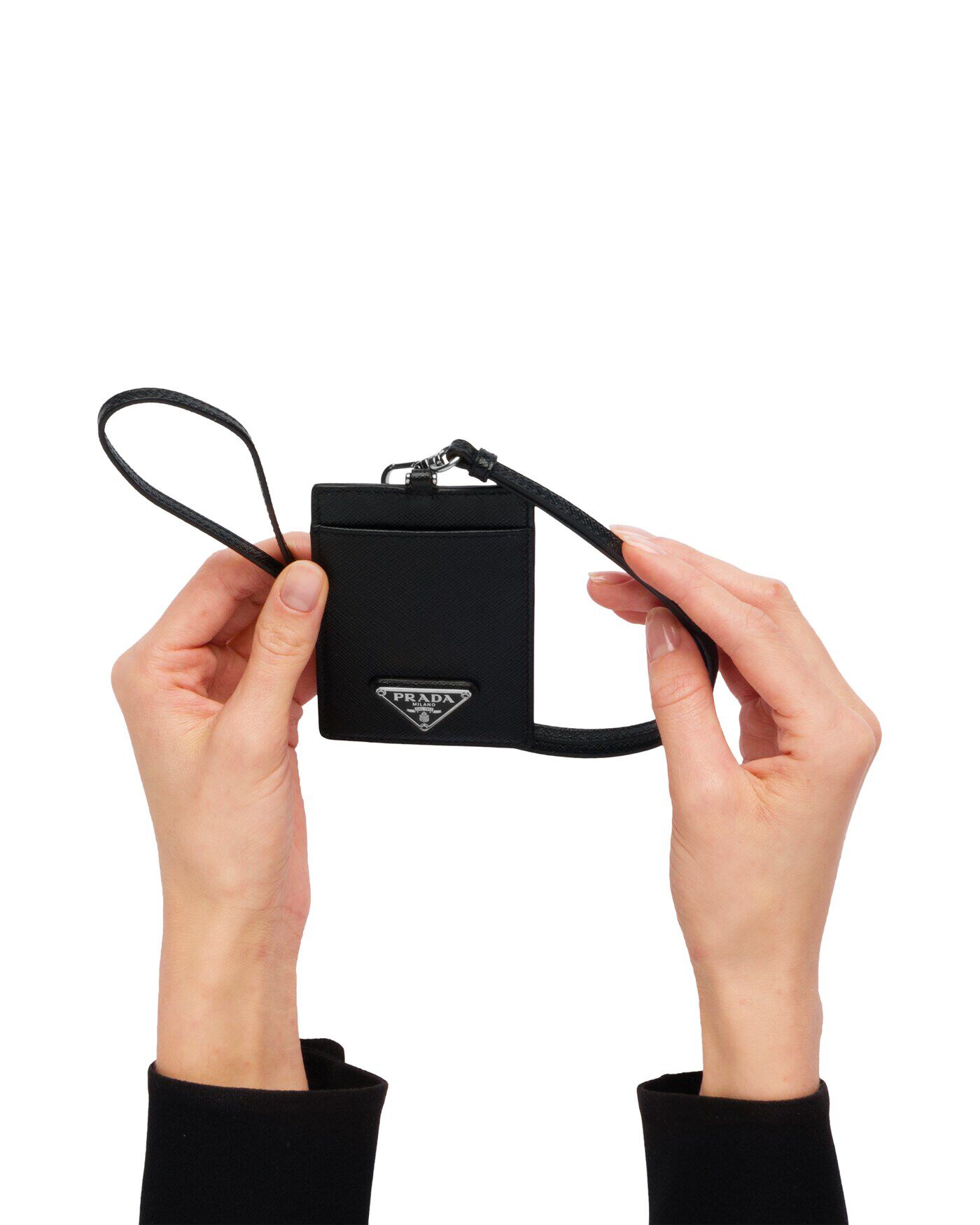 Prada Saffiano Leather Badge Holder Purses Pouches Heathrow Reserve Collect