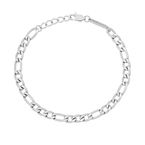 Figaro Chain Bracelet Steel Finish 