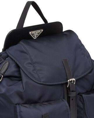 Nylon and Saffiano Leather Backpack, , hi-res