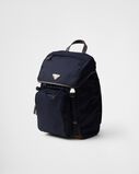 Re-Nylon and leather backpack, , hi-res