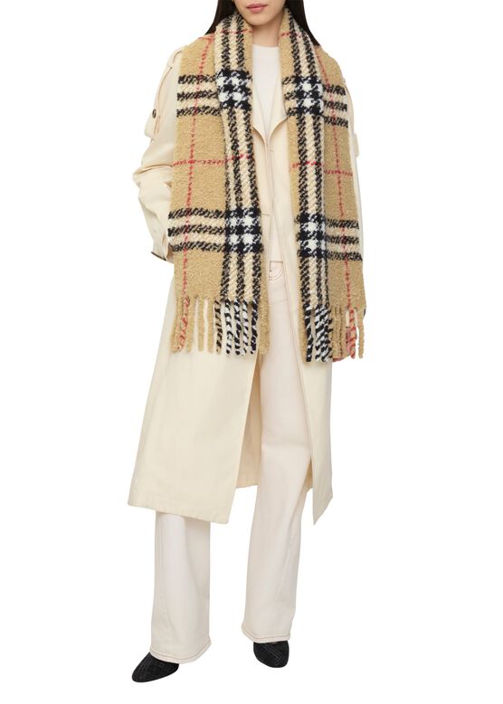 Check Alpaca Wool Blend Boucl&eacute; Scarf, , hi-res