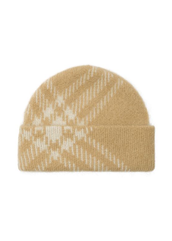 Check Mohair Wool Blend Beanie, , hi-res