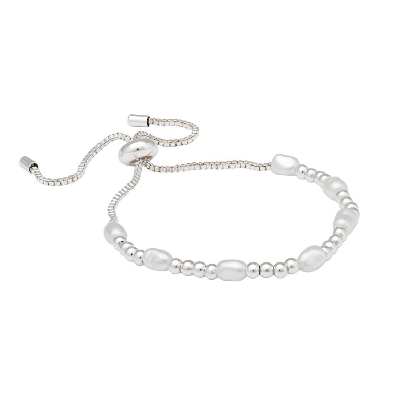 Belle & Beau Paros Pearl Toggle Bracelet Silver Fashion Jewellery
