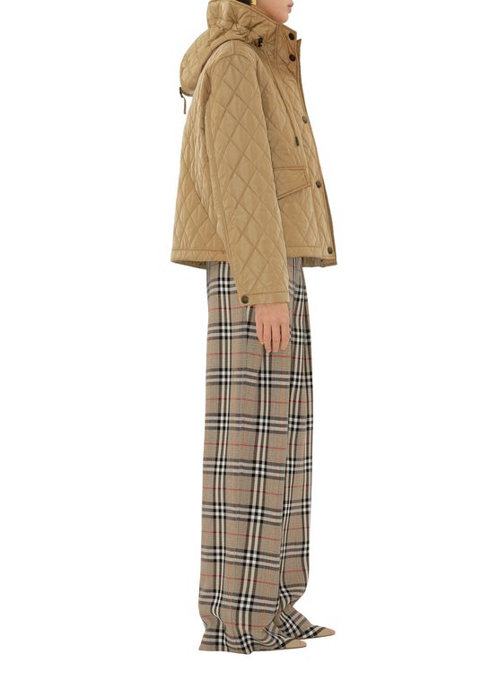 Cropped Quilted Nylon Hooded Jacket, , hi-res