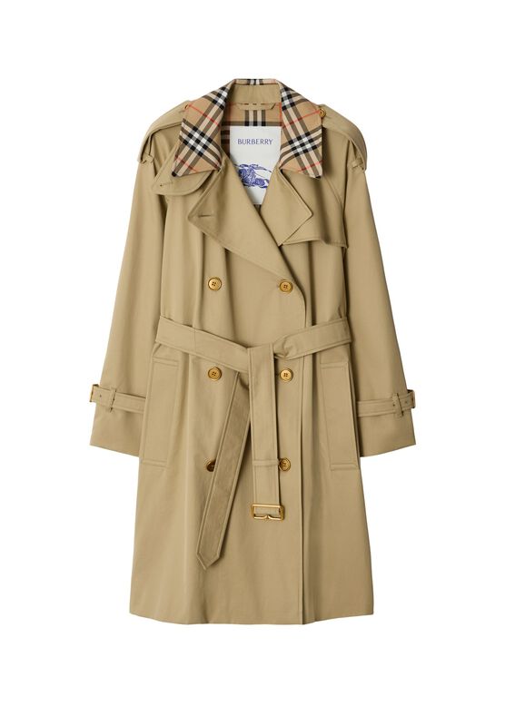Mid-length Check Collar Castleford Trench Coat, , hi-res