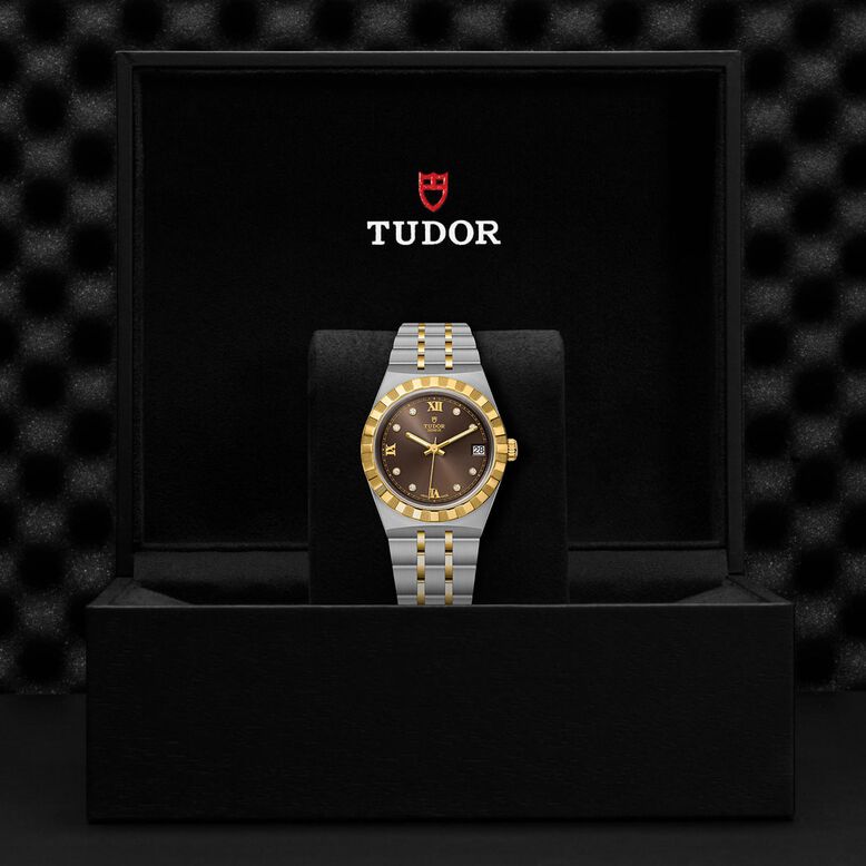 Royal S&amp;G 34mm Steel Case Diamond-Set Chocolate Dial, , hi-res