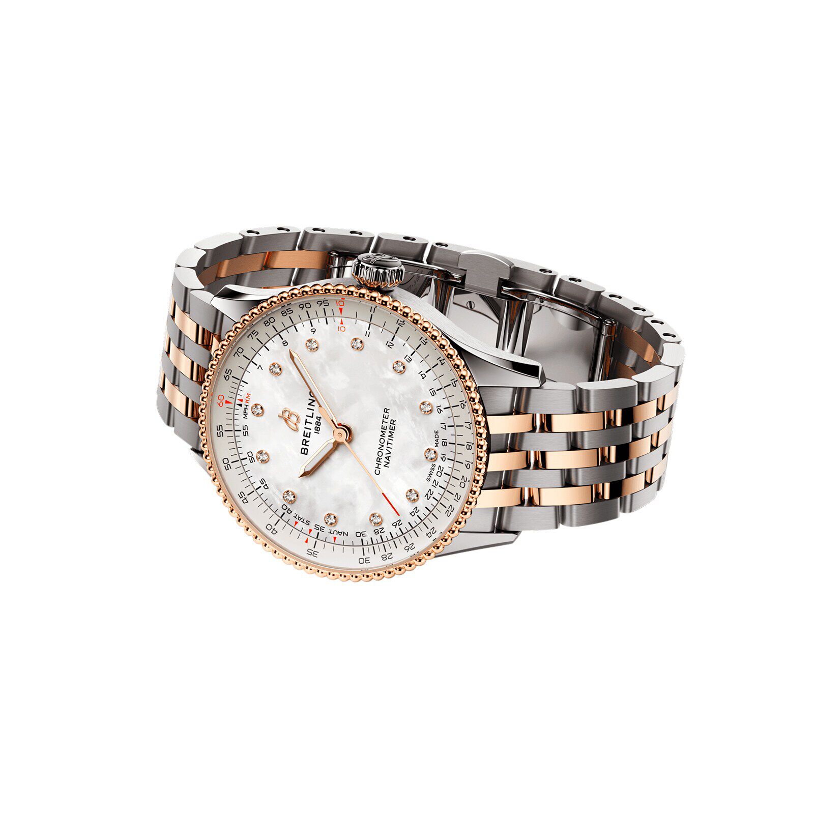 Breitling Navitimer 36mm Ladies Watch White Mother Of Pearl