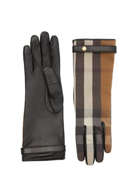 Cashmere-lined Technical Check and Lambskin Gloves