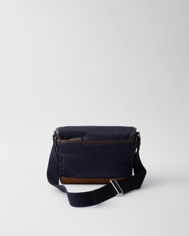 Medium Re-Nylon and leather shoulder bag, , hi-res