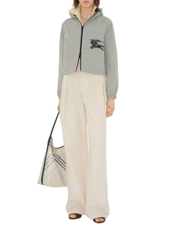 Cropped Reversible Check Jacket, , hi-res