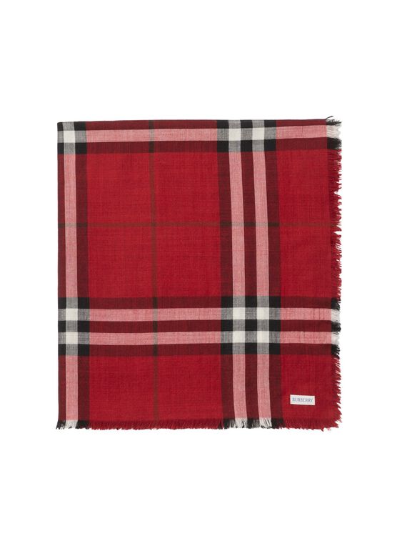Reversible Check Wool Silk Scarf, , hi-res