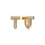 Tiffany T T1 Half Pavé Diamond Huggie Earrings in Yellow Gold