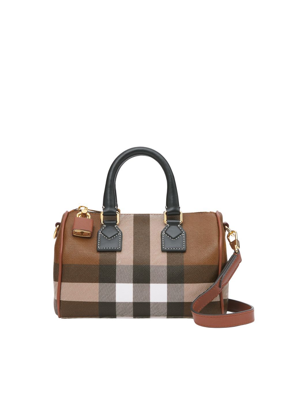 Burberry Check and Leather Mini Bowling Bag Women | Heathrow Boutique