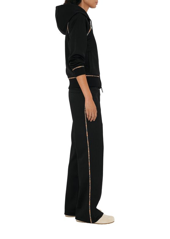 Check Trim Cotton Blend Track Pants, , hi-res
