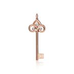 Tiffany Keys fleur de lis key pendant in 18ct rose gold with diamonds, medium.