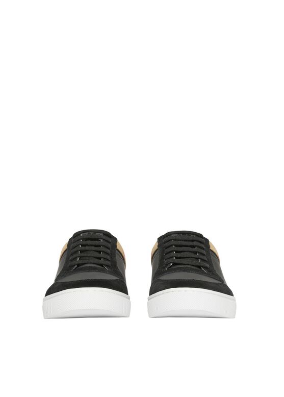 Leather, Suede and House Check Cotton Sneakers, , hi-res