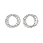 Duo Crystal Link Earring  - Silver