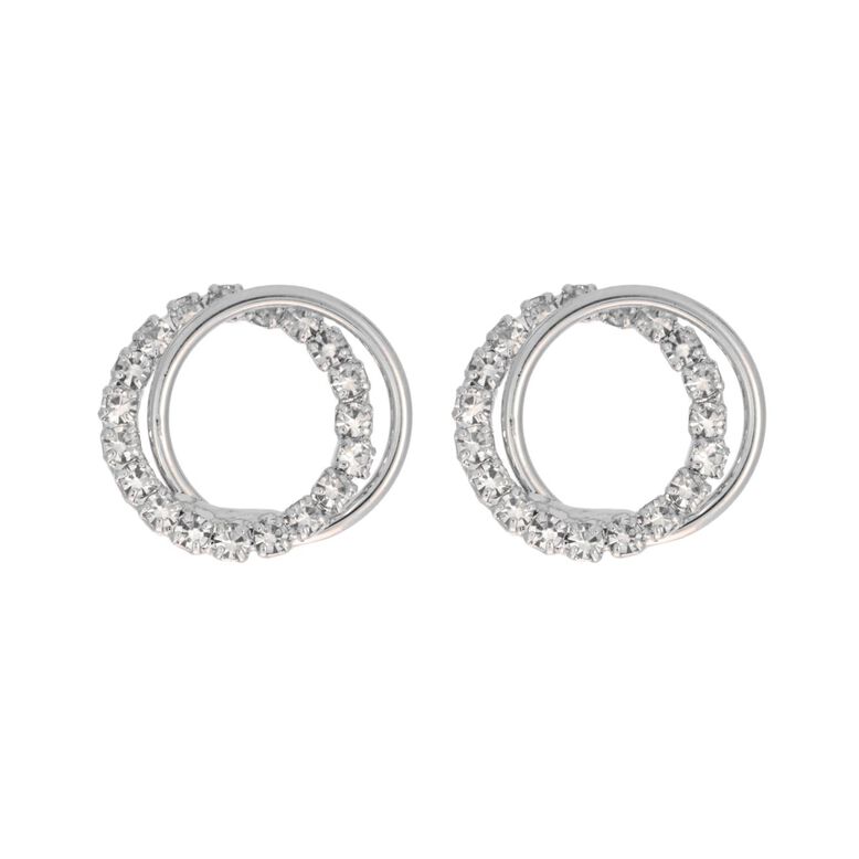 Duo Crystal Link Earring  - Silver, , hi-res