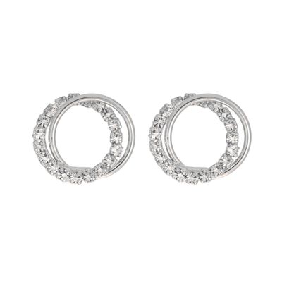 Duo Crystal Link Earring  - Silver