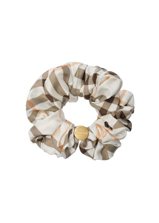 Check Silk Scrunchie, , hi-res