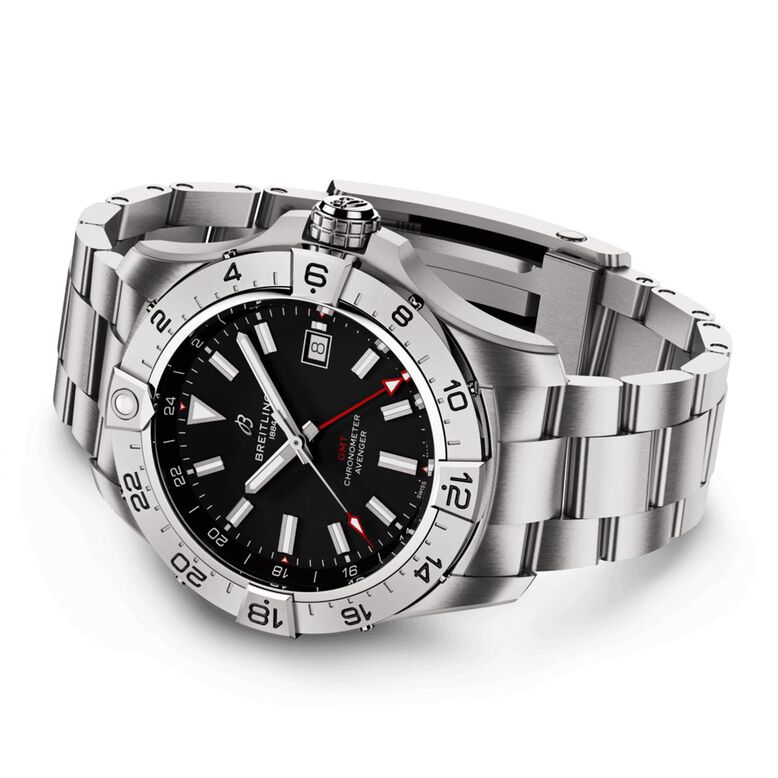 Avenger Automatic GMT 44mm Mens Watch Black Stainless Steel, , hi-res