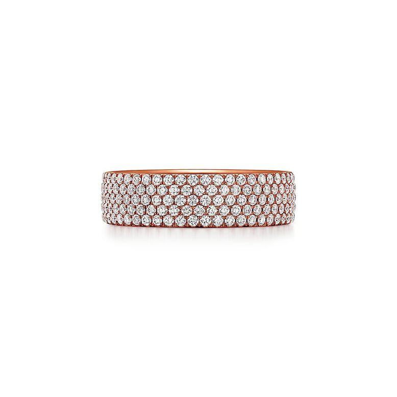 Tiffany Metro Five-row Ring in Rose Gold with Diamonds - Size 3, , hi-res