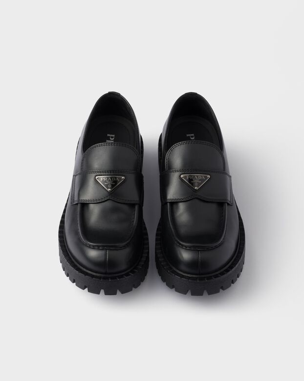 Brushed leather loafers, , hi-res