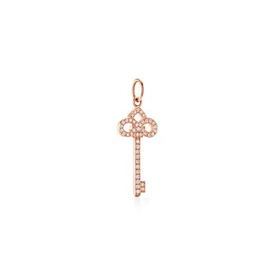 Tiffany Keys fleur de lis key in 18k rose gold with diamonds, mini.