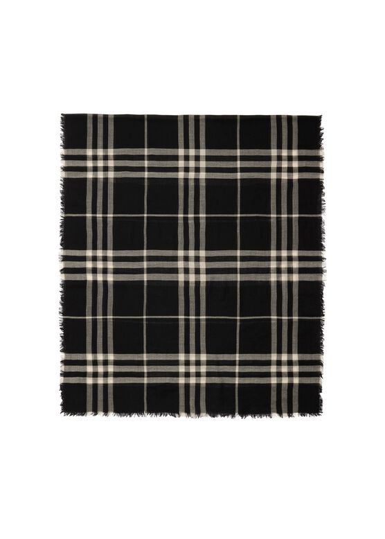 Wide Check Wool Scarf, , hi-res