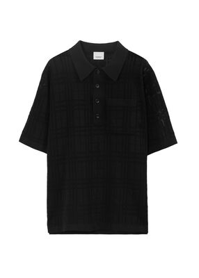 Check Technical Cotton Oversized Polo Shirt