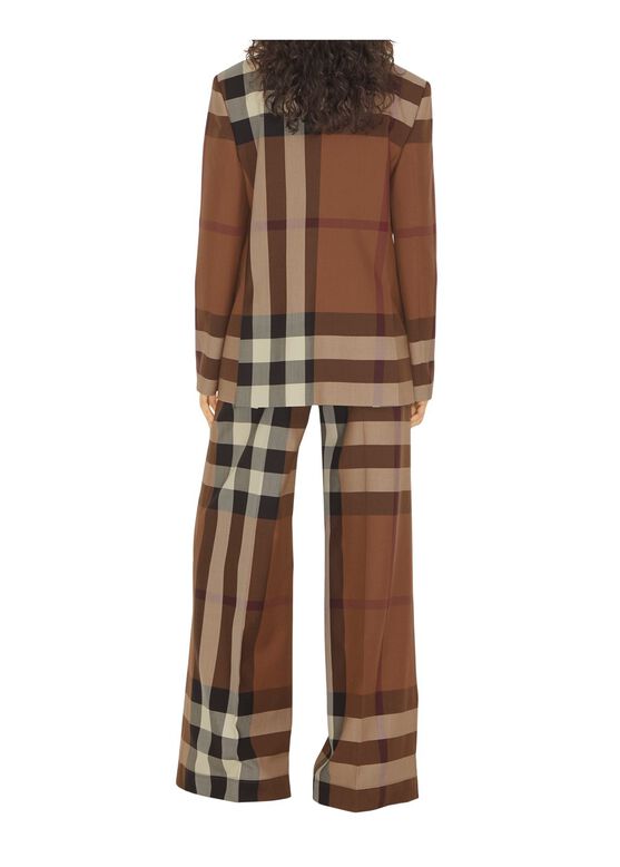 Check Wool Wide-leg Trousers, , hi-res