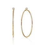 Elsa Peretti® Diamond Hoop earrings in 18k gold with diamonds, medium.
