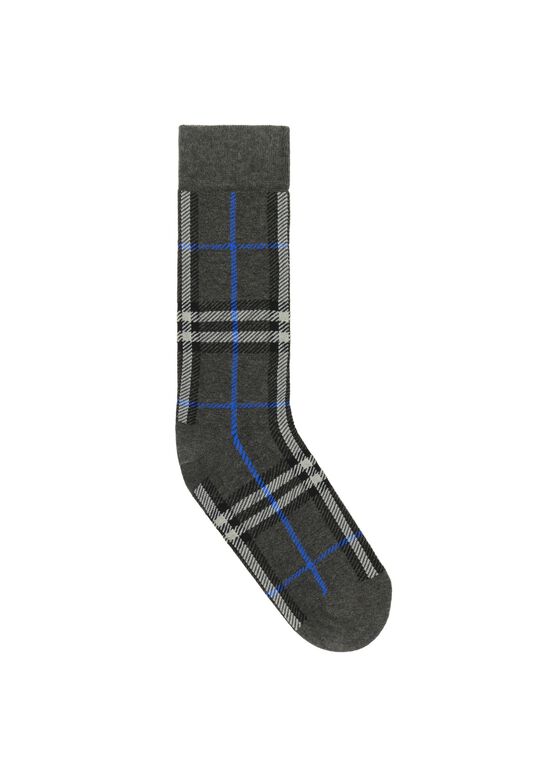 Check Cotton Cashmere Blend Socks, , hi-res