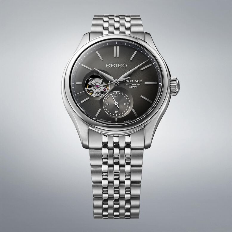 Presage Classic Series 'Sumi-iro' Open Heart 40mm Mens Watch Black, , hi-res