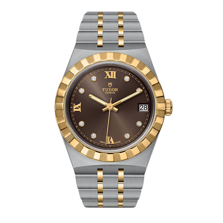 Royal S&amp;G 34mm Steel Case Diamond-Set Chocolate Dial, , hi-res