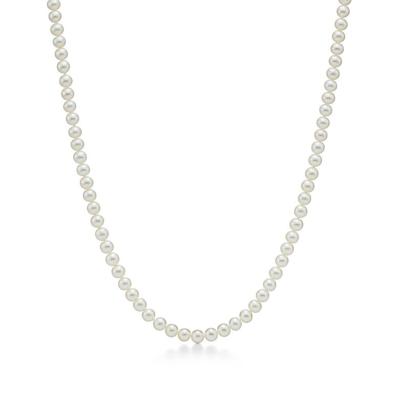 Ziegfeld Collection Pearl Necklace with a Silver Clasp, 6-7 mm - Size 6-7 mm, , hi-res