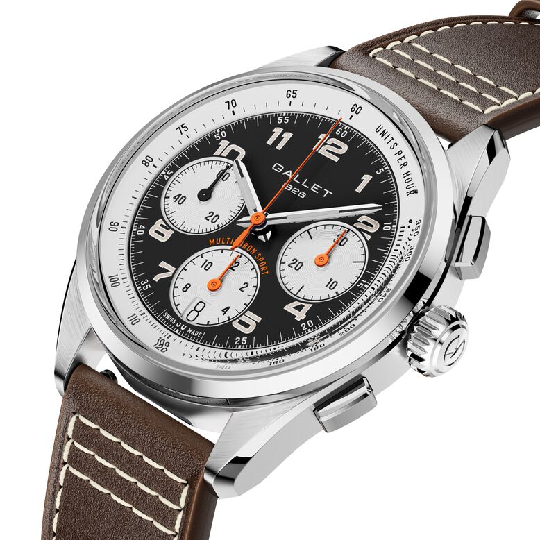 Multichron Sport Chronograph Automatic 41mm Unisex Watch Black Dial Leather, , hi-res