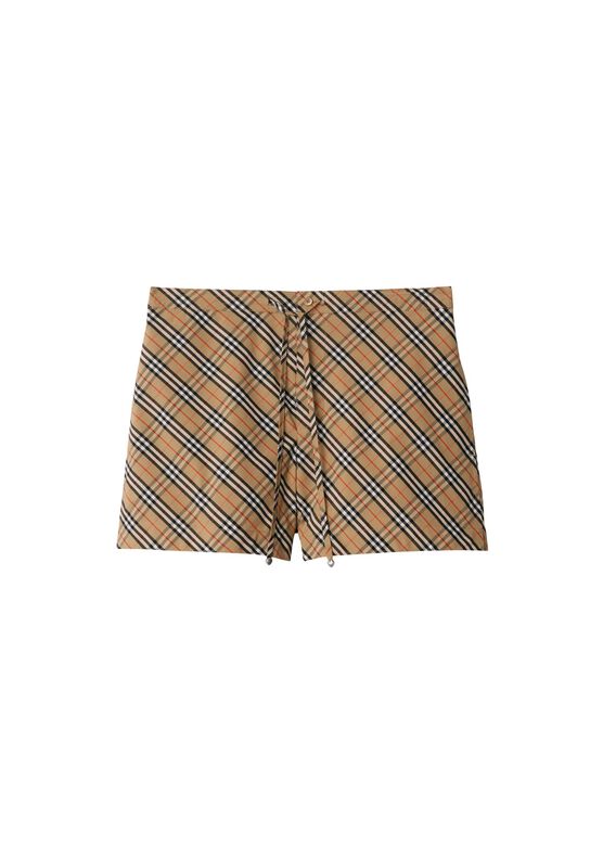 Check Cotton Pyjama Shorts, , hi-res