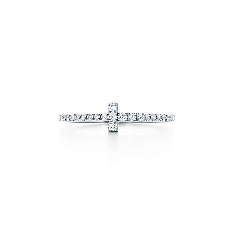 Tiffany T Diamond Wire Band Ring in White Gold - Size 5, , hi-res