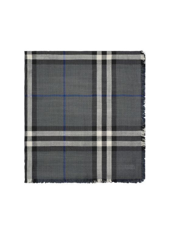 Reversible Check Wool Silk Scarf, , hi-res