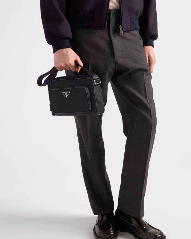 Small Re-Nylon and Saffiano leather shoulder bag, , hi-res
