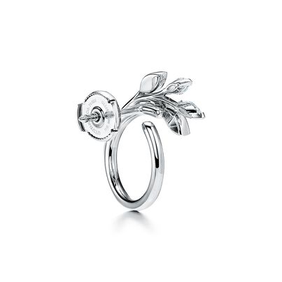 Tiffany Victoria&reg; diamond vine circle earrings in platinum, small, , hi-res