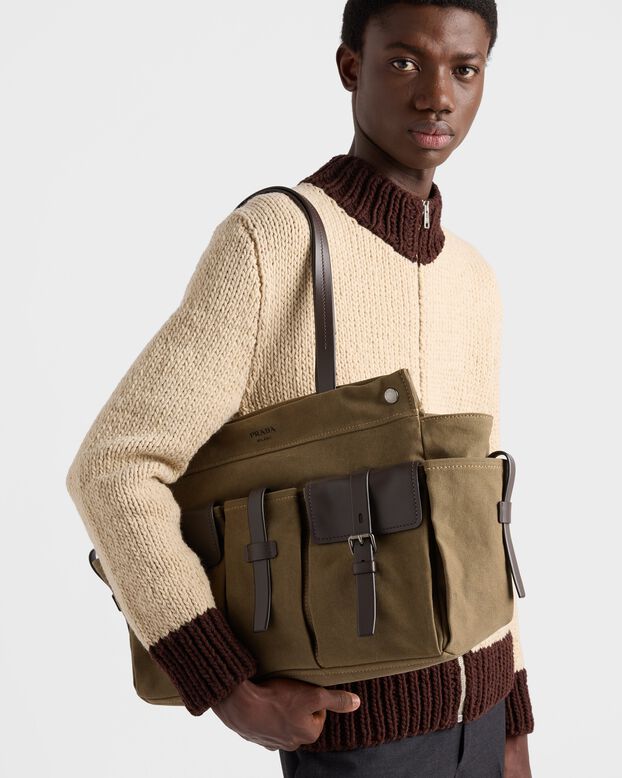 Prada Route canvas and leather tote bag, , hi-res