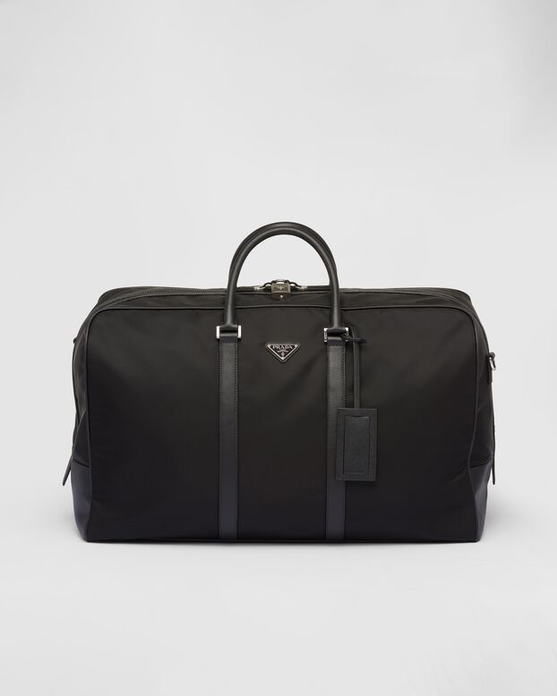 Re-Nylon and Saffiano leather duffle bag, , hi-res
